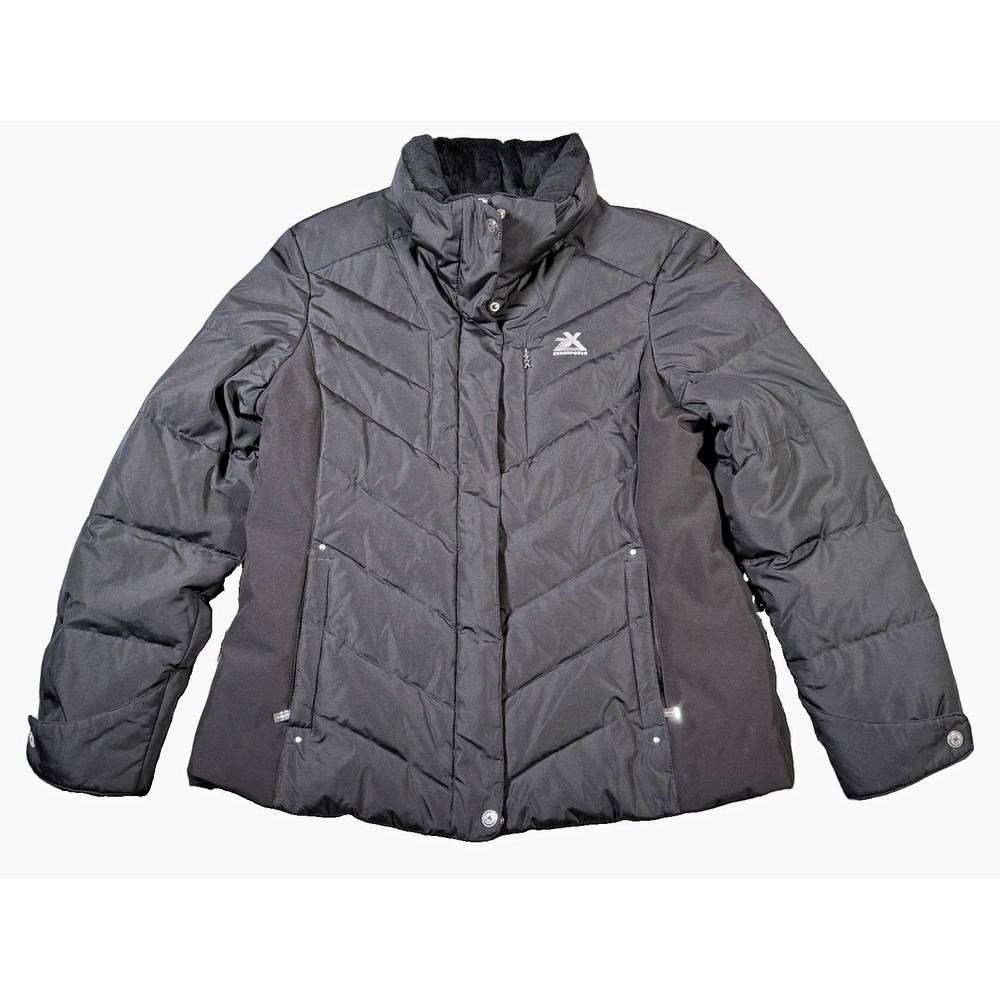 ZeroXposur Womens XL Black Puffer Jacket Quilted Winter Coat Fleece Lined